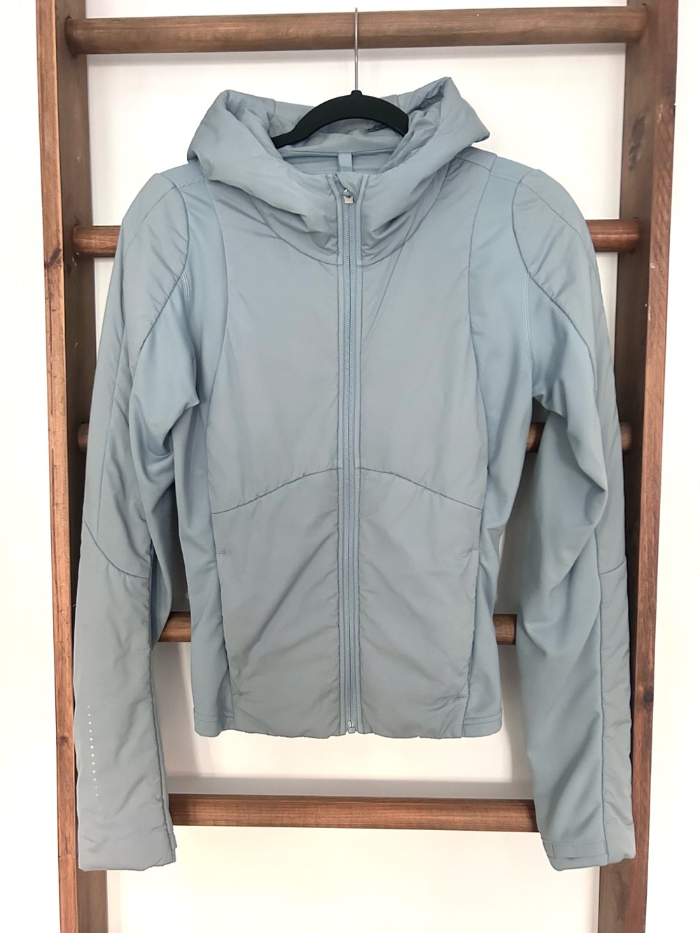 lululemon athletica Push Your Pace Blue Hooded Primaloft Jacket size 10